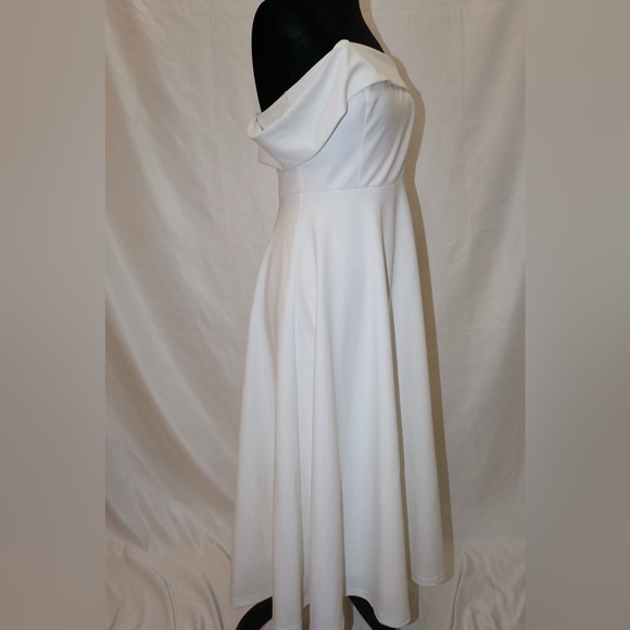 Lulu’s Sweet Elegance White Off-Shoulder Dress Women’s Small - Picture 5 of 9
